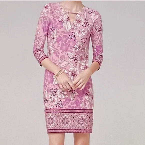 White House Black Market | Dresses | Whbm Keyhole Floral Matte Jersey Dress  | Poshmark